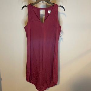 Maroon V Neck Halter Dress